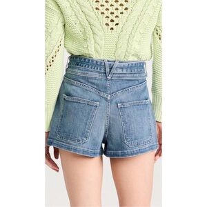 Veronica Beard Blue Jean Shorts with Tie-Belt